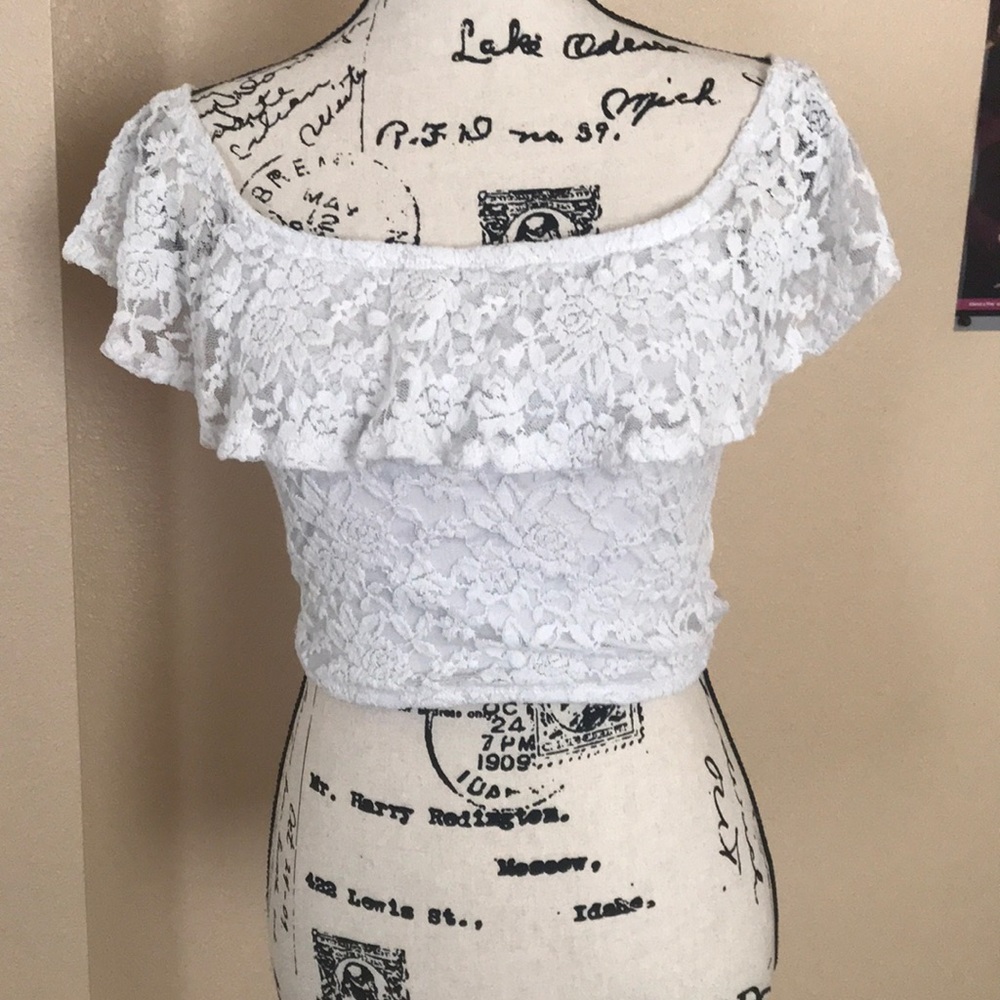 White lace crop top